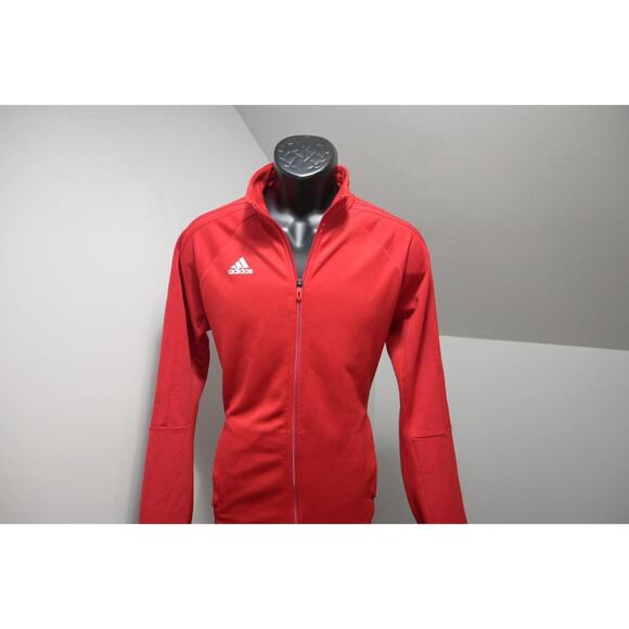 Adidas Track Jacket Climalite Red Full Zip Performance Athletic Womens Sz XL - Picture 2 of 10